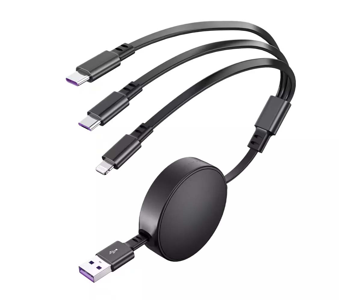 Retractable 3-in-1 Charging Cable